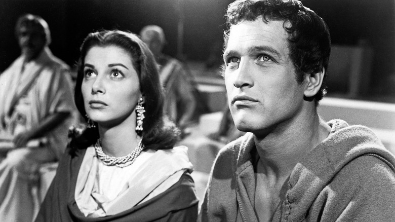 Pier Angeli and Paul Newman looking forward