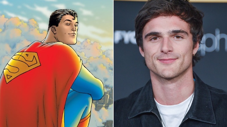 Superman and Jacob Elordi side by side