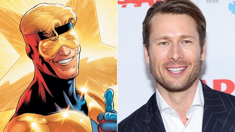 Booster Gold and Glen powell composite photo