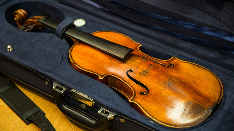 Stradivarius violin sitting in case