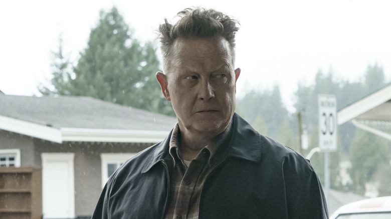 Robert Patrick as White Dragon glaring at Peacemaker in "Peacemaker"