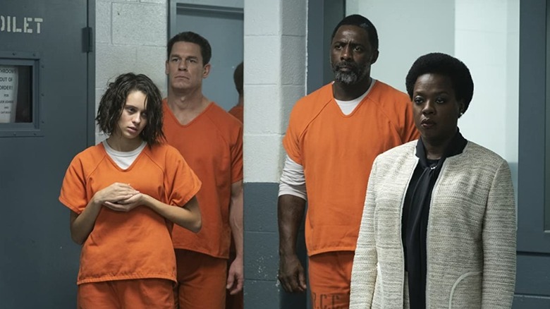 Daniela Melchior, John Cena, Idris Elba and Viola Davis in prison in "The Suicide Squad"