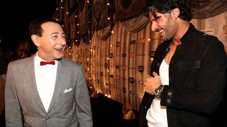 Paul Reubens and Joe Manganiello laughing 