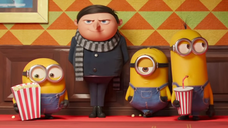 Gru and his Minions waiting for the fart bomb