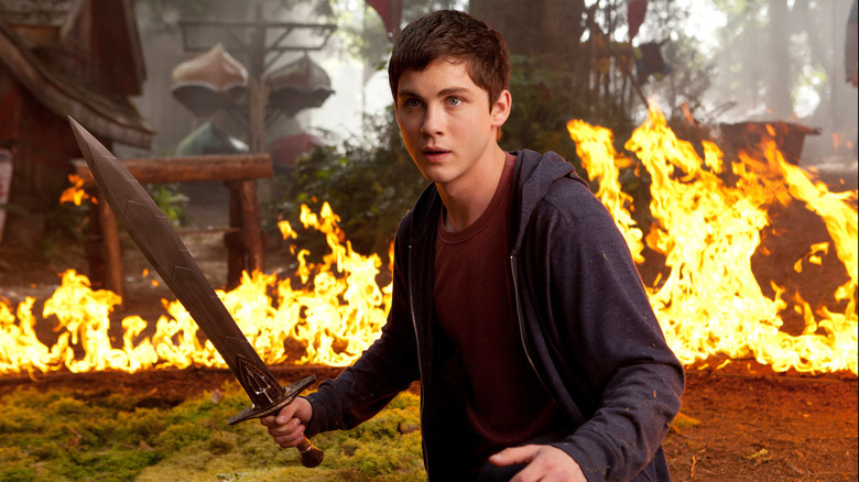 Percy Jackson holding sword