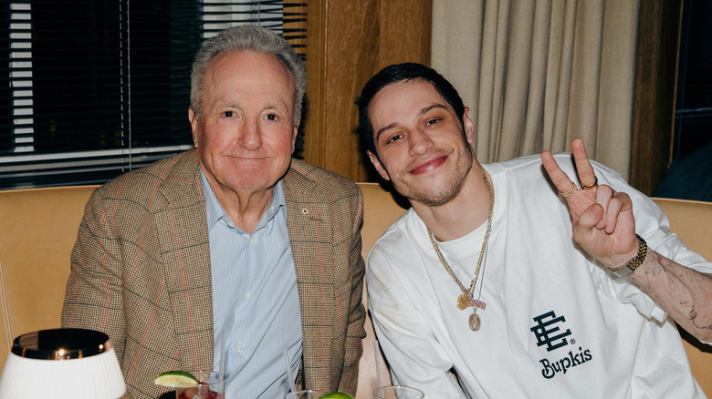 Pete Davidson and Lorne Michaels smiling 