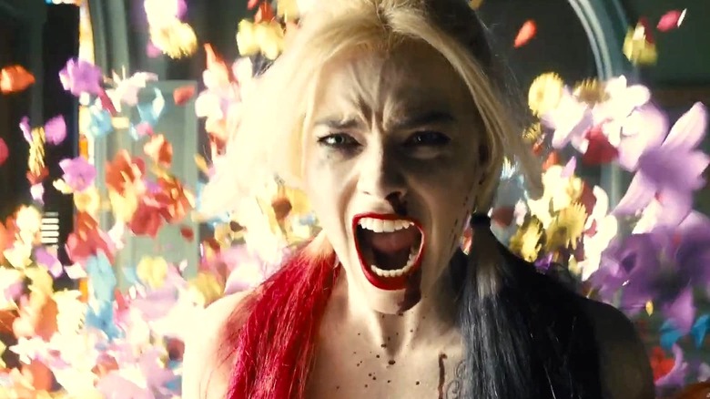 Harley Quinn with flowers exploding