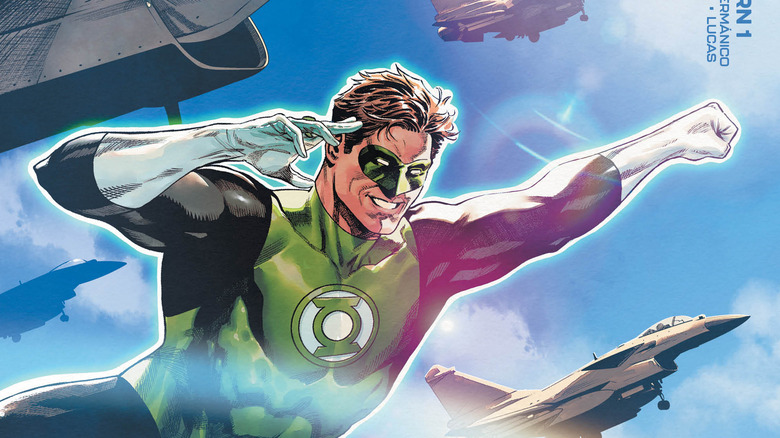 Hal Jordan flying alongside planes