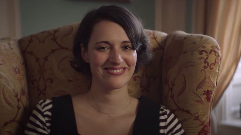 Phoebe Waller-Bridge smiling in chair