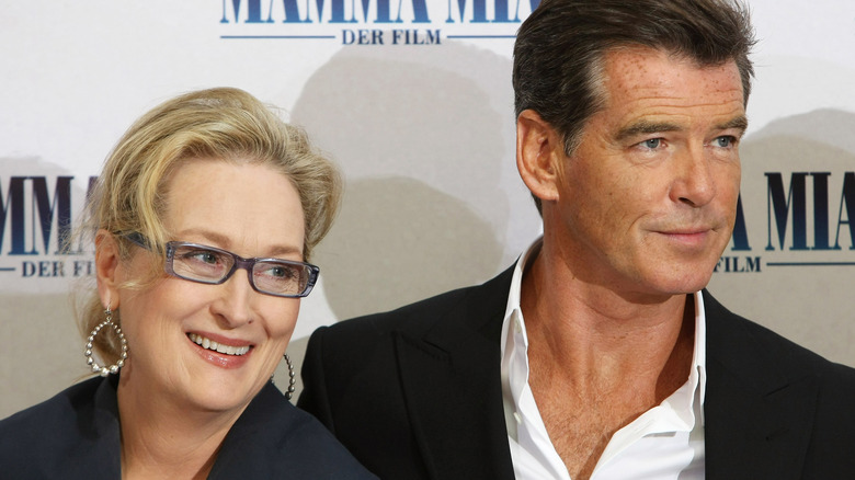 Pierce Brosnan and Meryl Streep at premiere