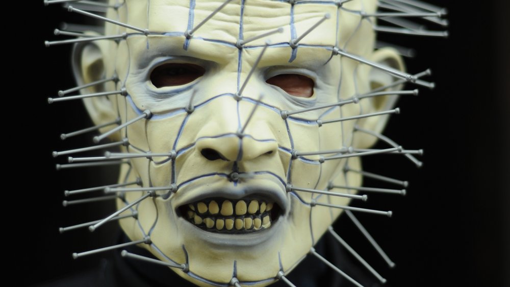A mask depicting Pinhead from Hellraiser