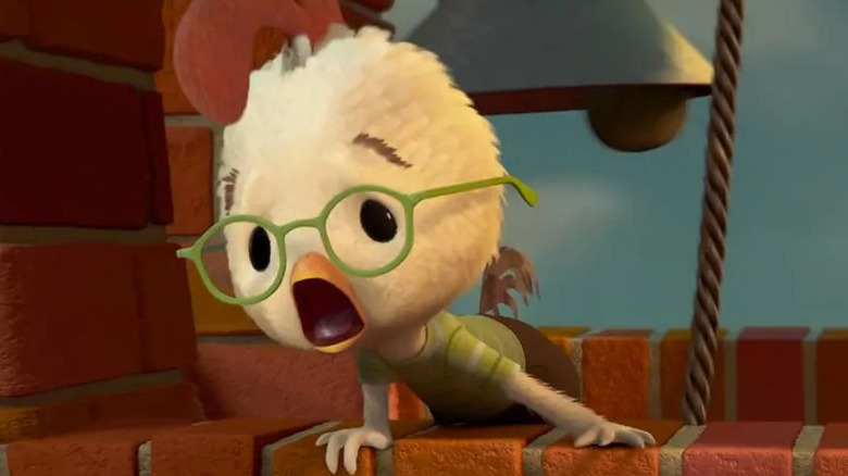 Chicken Little shouts in bell tower