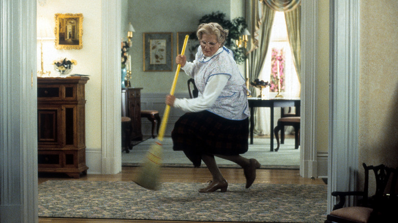 Mrs. Doubtfire sweeping