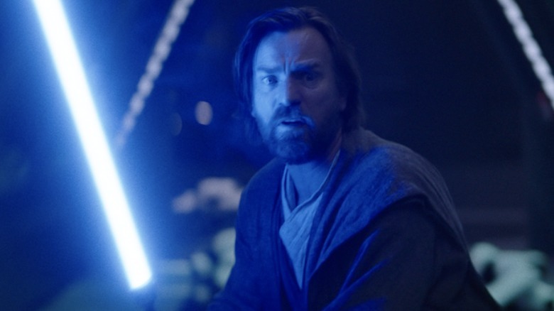 Obi-Wan wielding blue lightsaber