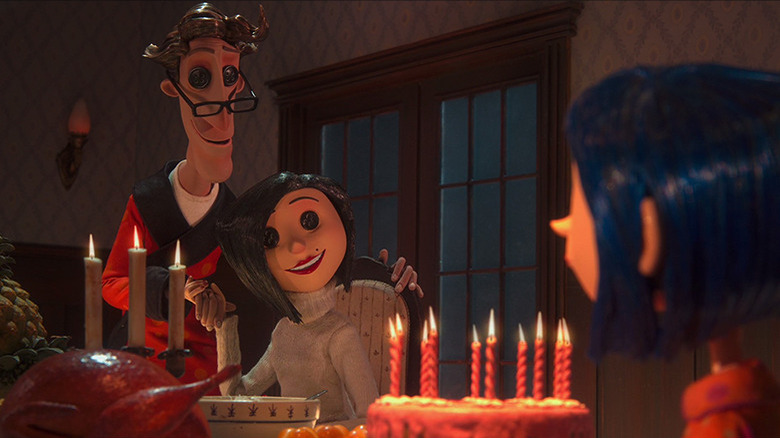 The Other Mother and Other Father invite Coraline to stay with them.