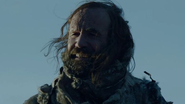 Sandor Clegane smiling in furs