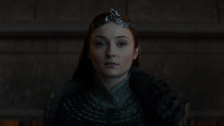 Sansa Stark wearing direwolf crown