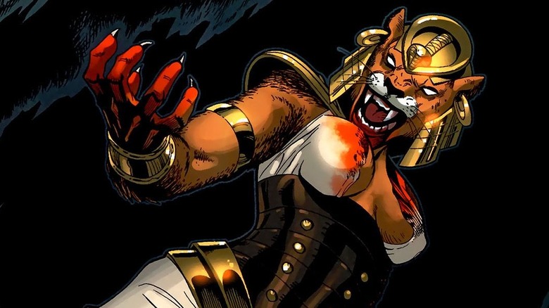 The Lion God covered in blood in the comics