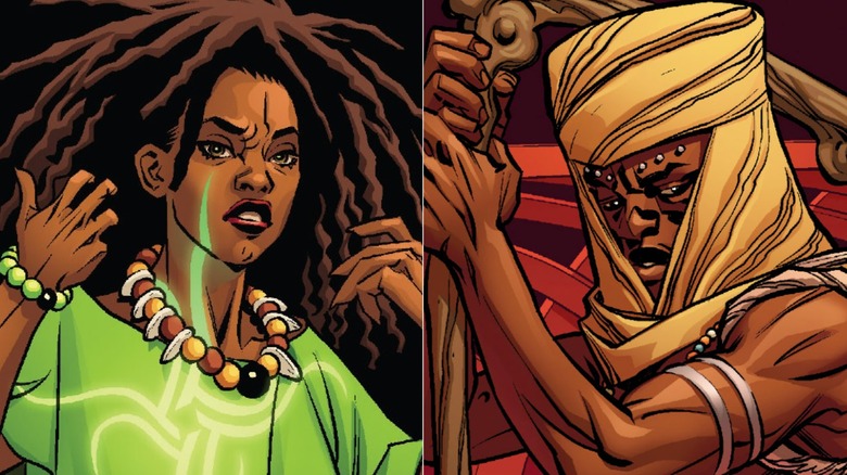 A split image of Zenzi and Tetu as seen in Marvel comics