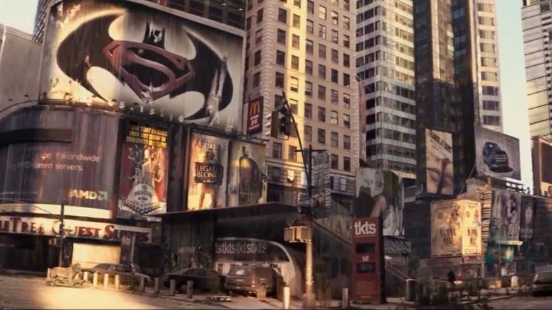 Batman Superman billboard Times Square