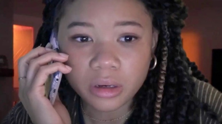 Storm Reid on cellphone