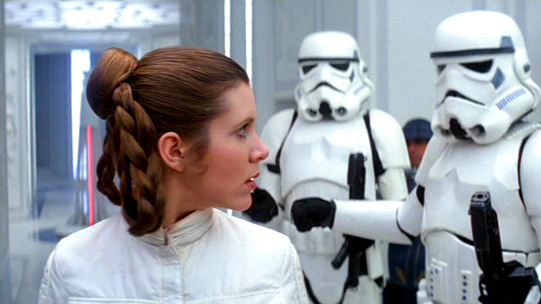 Leia looking at Stormtroopers