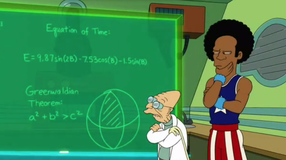 Professor Farnsworth and Globetrotter in an episode of Futurama
