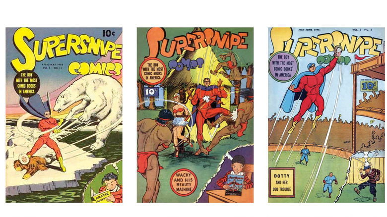 Supersnipe comic covers, as shown in "Pulp Power"