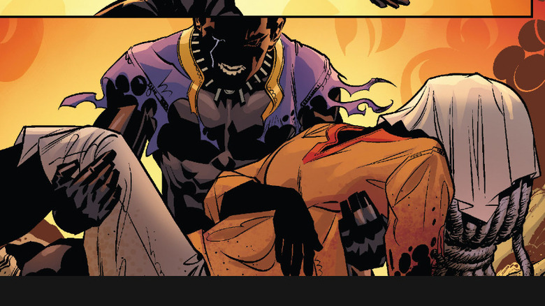 T'Challa discovers an injured Ramonda