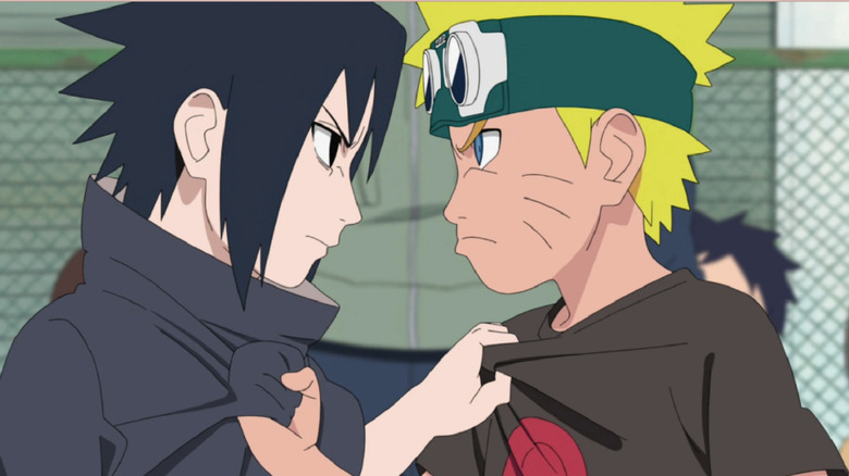 Young Naruto and Young Sasuke about to duke it out