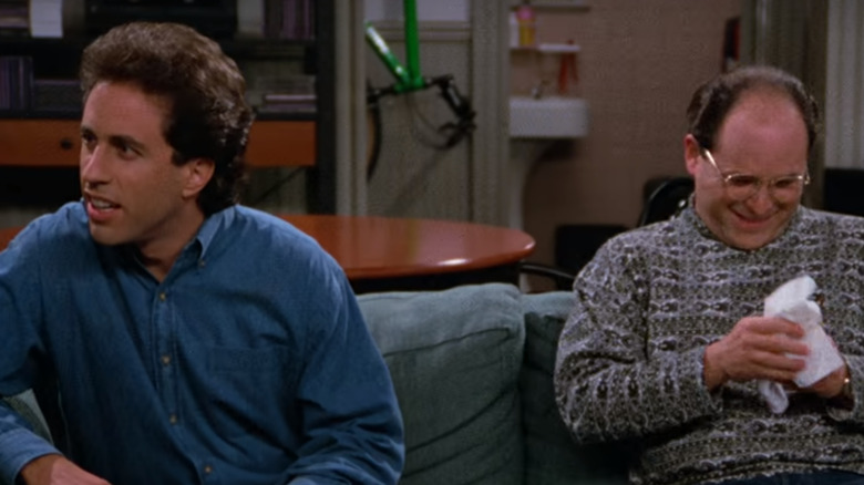 Jerry Seinfeld and George Costanza being interviewed