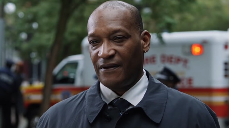 Tony Todd in front of ambulance