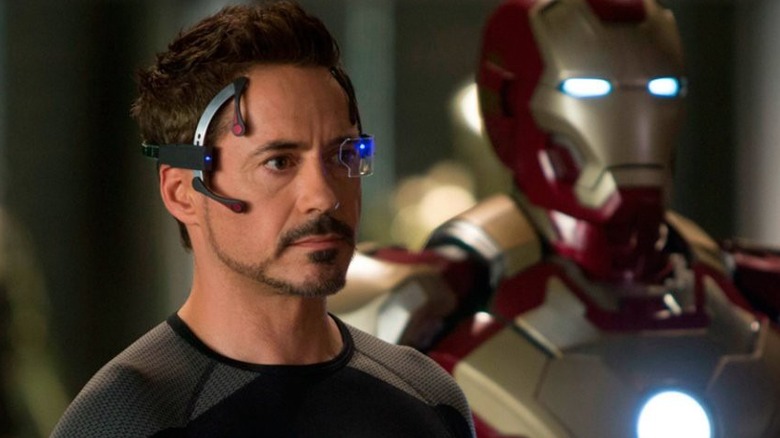 Tony Stark with eye-scanning wear