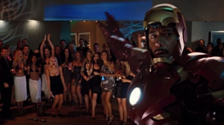 Iron Man drunk at a party