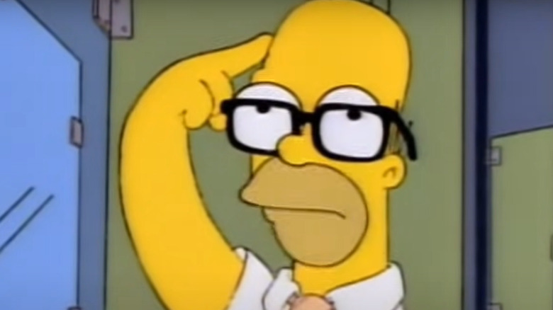 Homer Simpsons wearing glasses