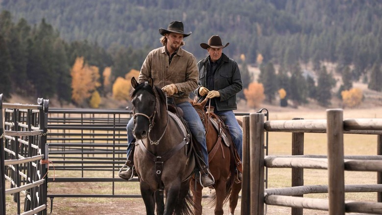 John and Kayce ride horses