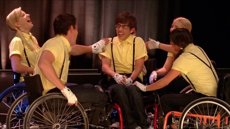 Glee club dancing in wheelchairs