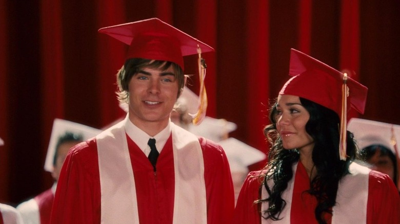 Troy and Gabriella in grad robes