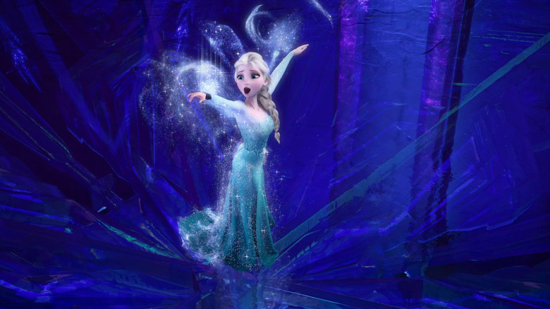 Elsa making her new dress
