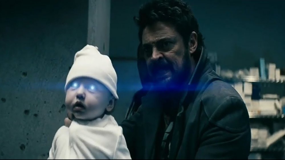 Billy Butcher (Karl Urban) uses a supe baby as a weapon on The Boys