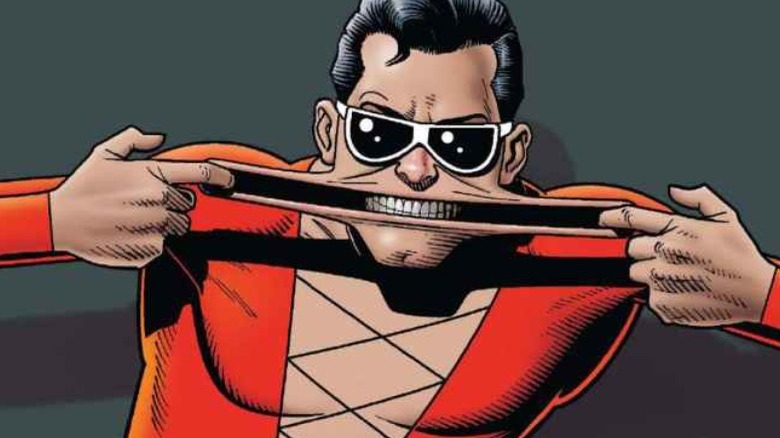 Plastic Man pulling his mouth