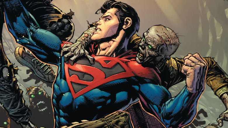 Superman dealing with zombies