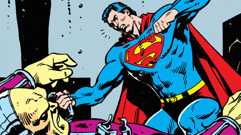 Superman punching Mongul