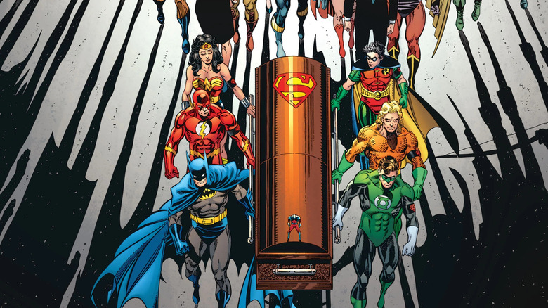 Everyone carrying Superman's casket