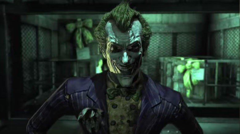 the joker grinning