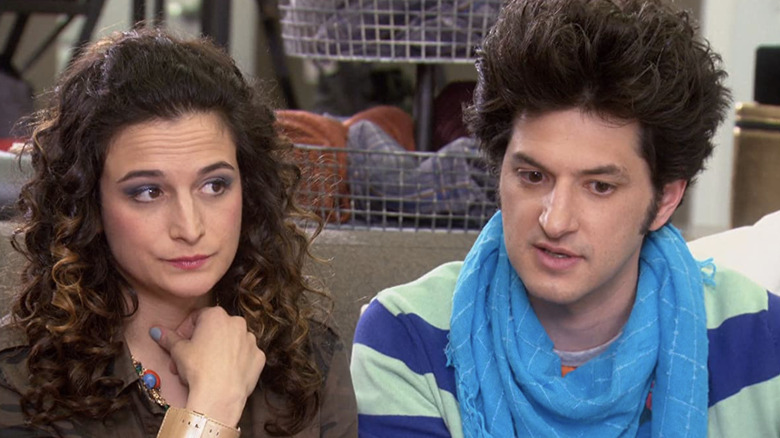 Jenny Slate and Ben Schwartz on couch