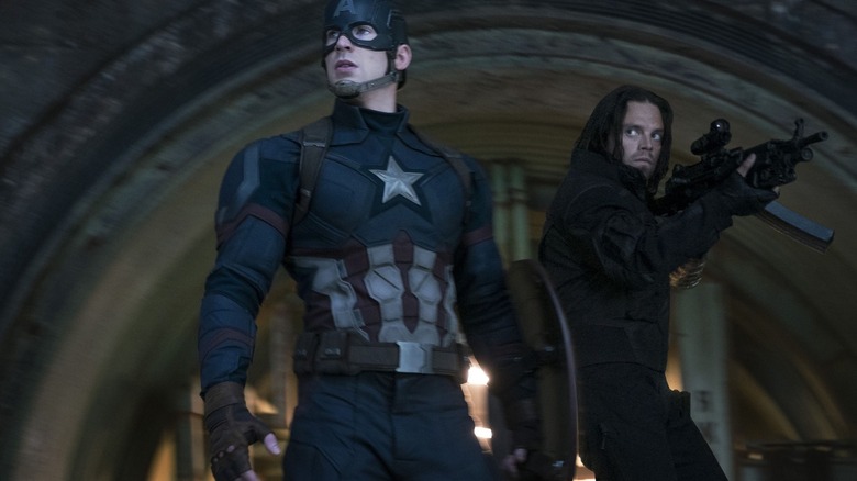 Chris Evans and Sebastian Stan heading into battle