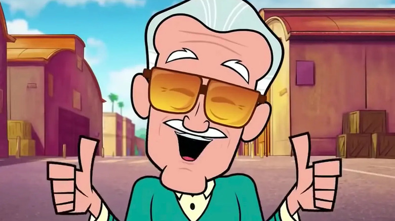 Cartoon Stan Lee gives thumbs up