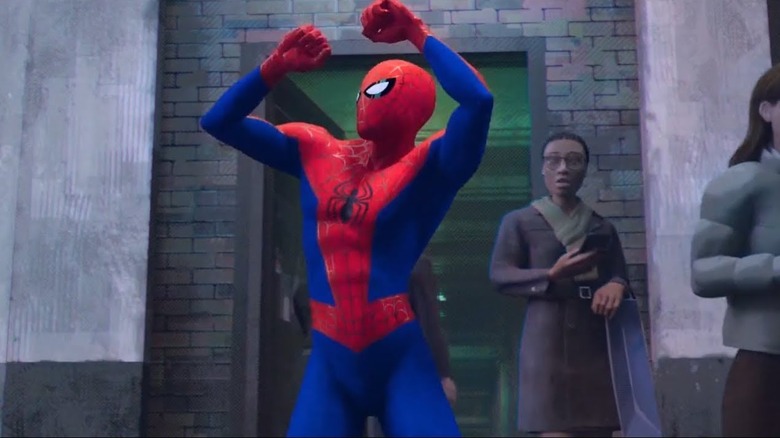 Spider-Man performing a dance