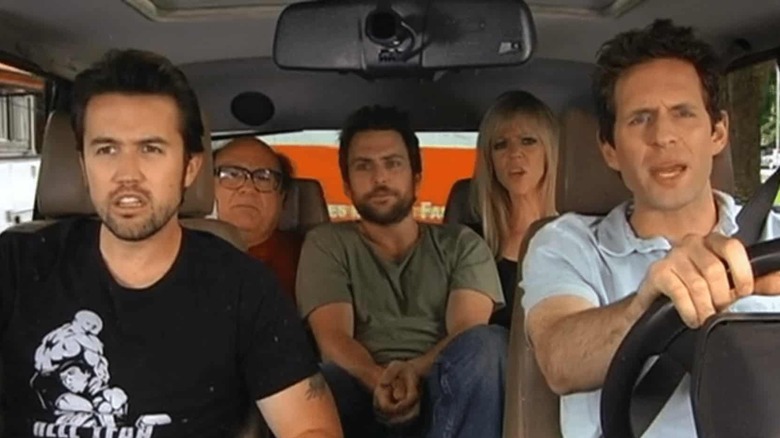 the gang in the car